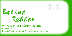 balint kubler business card